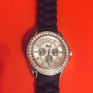 VIVANI LADIES CRYSTAL WATCH WITH BLACK BAND K9004BLK